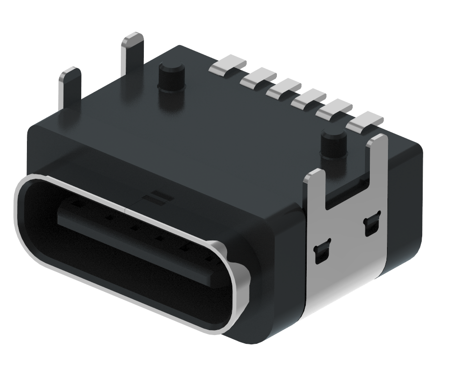 XB-ATCF-06-033-X-X TYPE C 6P 板上防水母座-全包A款(外壳4脚插板,端子SMT)